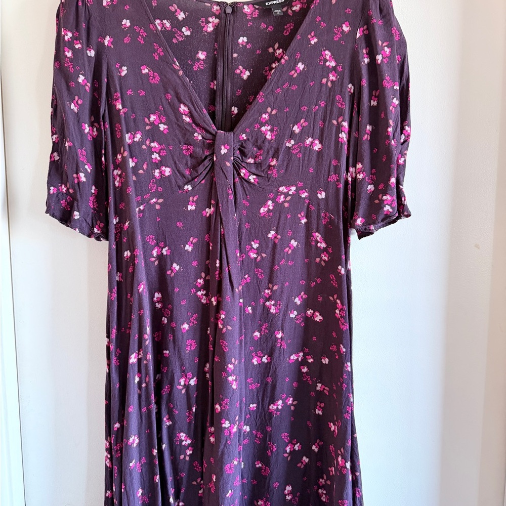 Express Purple Dress with Pink Floral Pattern